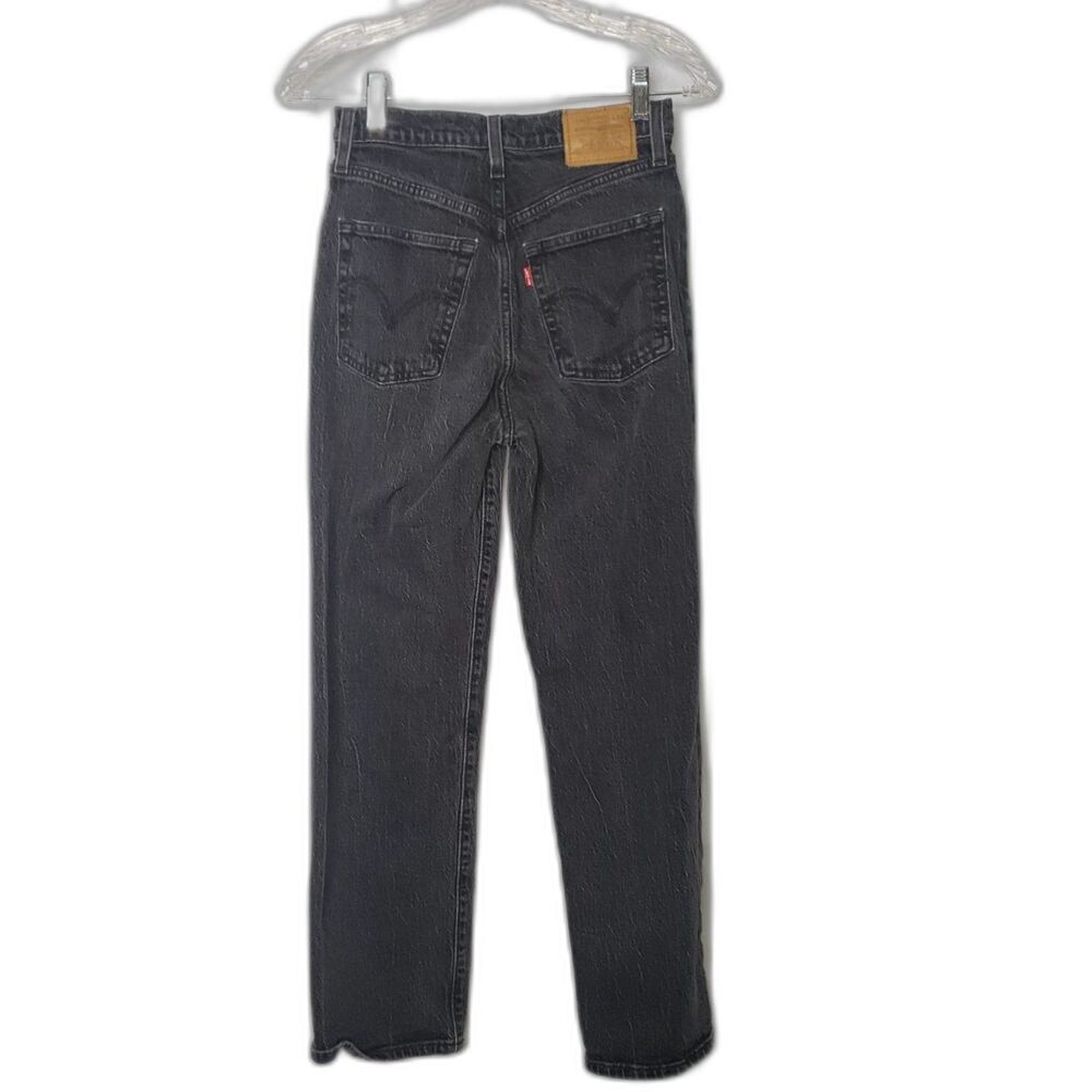 Levis Ribcage Straight Ankle Button Fly Black Jeans Womens Size 25